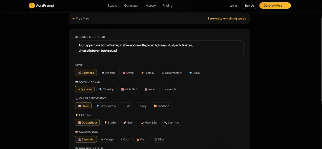 ai video generator 2026 prompt tool aura prompt
