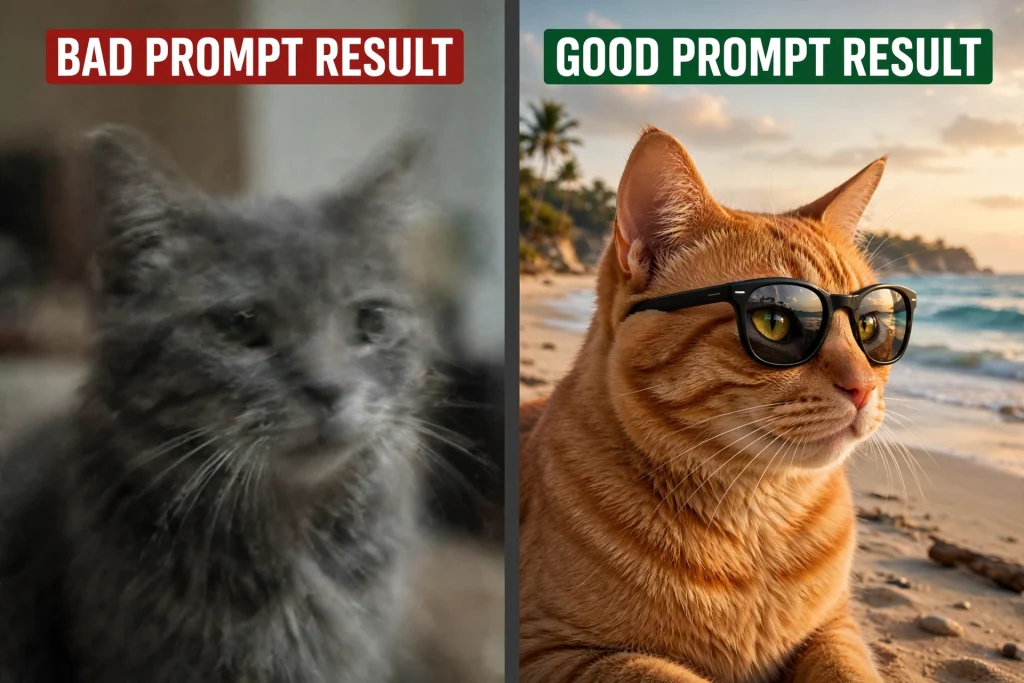 Bad prompt result vs Good Prompt result